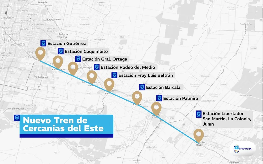 ARRANCÓ LA OBRA DEL TREN DE CERCANÍAS DEL ESTE: EL PROYECTO QUE UNIRÁ MENDOZA CON LUJÁN DE CUYO EN 65 MINUTOS