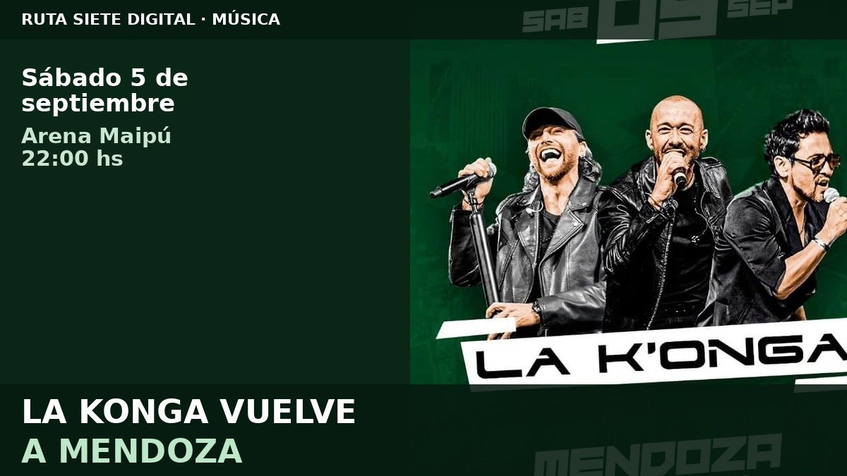 LA KONGA VUELVE A MENDOZA: TOCA EL 5 DE SEPTIEMBRE EN EL ARENA MAIPÚ