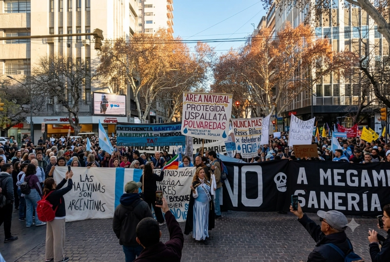 MULTITUDINARIA MARCHA EN MENDOZA EN CONTRA EXTRANJERIZACIÓN DEL TERRITORIO NACIONAL