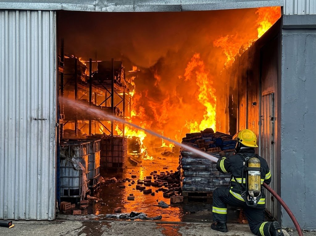 UN VORAZ INCENDIO DESTRUYÓ UNA FÁBRICA DE CHIZITOS EN COQUIMBITO, MAIPÚ