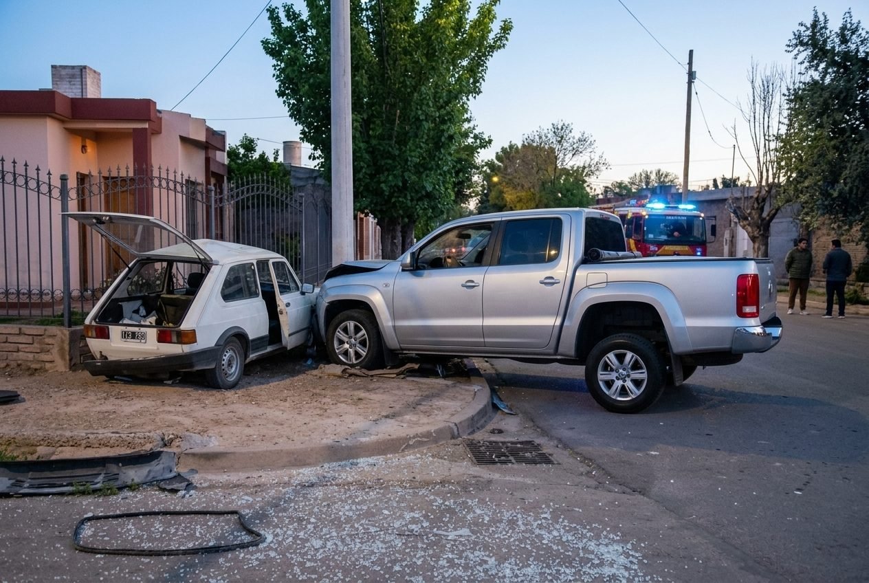 VIOLENTO IMPACTO VIAL EN SAN MARTÍN DEJA DOS PERSONAS CON HERIDAS GRAVES TRAS EL CHOQUE ENTRE UN AUTO Y UNA CAMIONETA